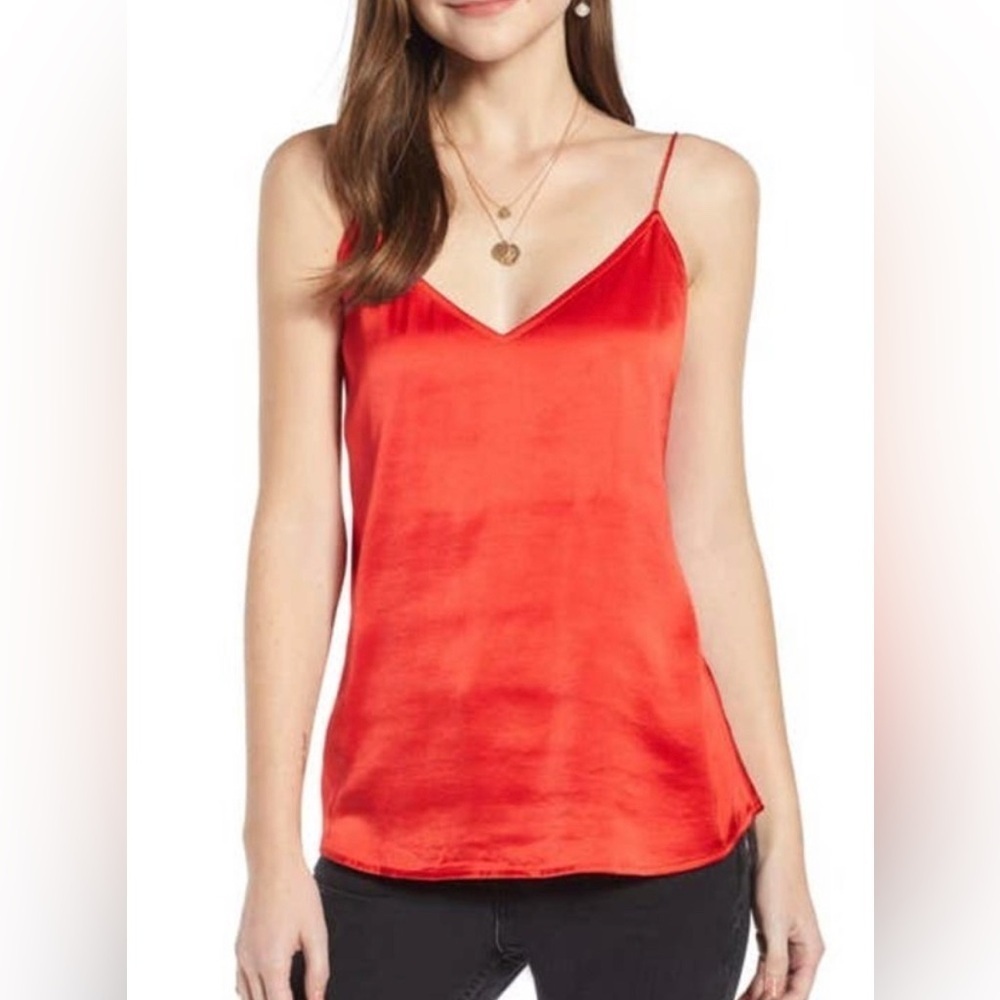 Something Navy Red Satin V-Neck Camisole